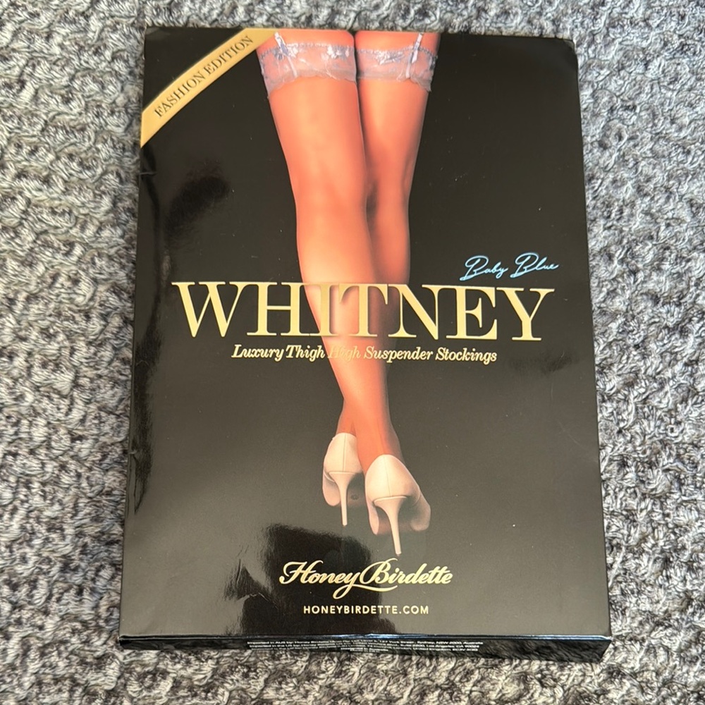 BN Honey Birdette Whitney Thigh High Stockings Baby Blue Size Small